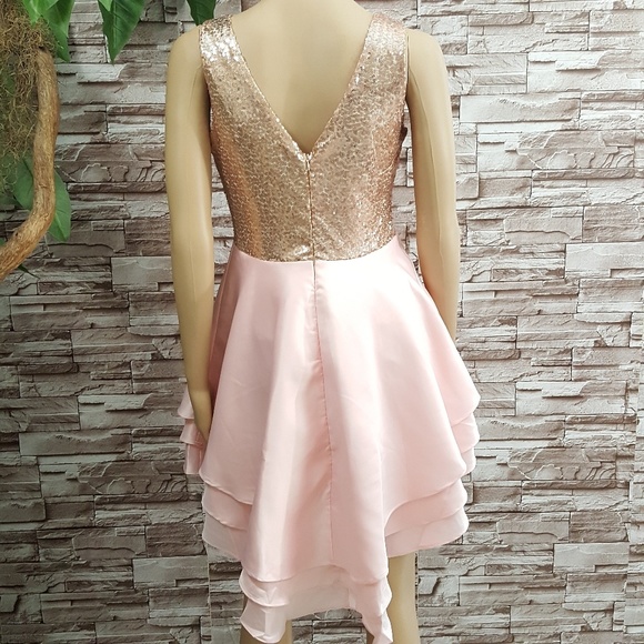Heart Broken Pink Gold Sequin Multi Layer Skater - Picture 6 of 8